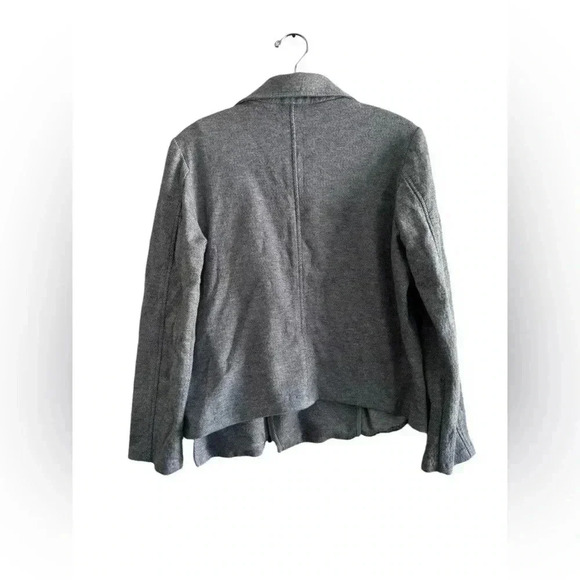 Eileen Fisher Organic Cotton Tweed Moto Herringbone Jacket Gray Size M - Picture 3 of 15